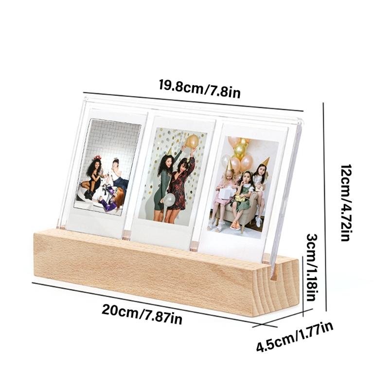 Illuminated Acrylic Pictures Holder for 3Inch Photos, Triples Slots Desk Frame, Gift for Friend Family Desk Decors