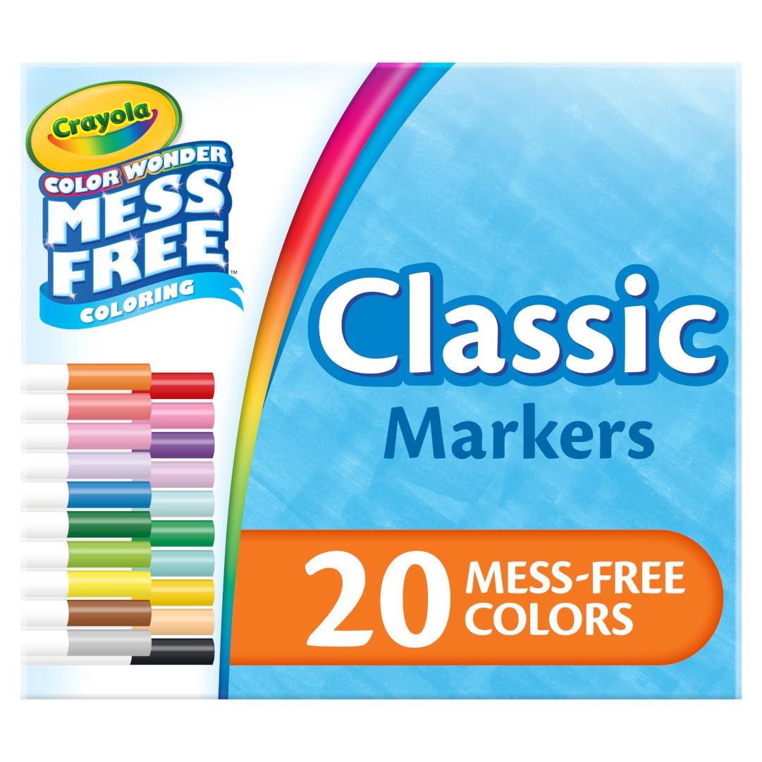Crayola Color Wonder Marker Set: 20 Mess-Free, Broad-Tip Markers for Children & Toddlers (Ages 3 and Up)