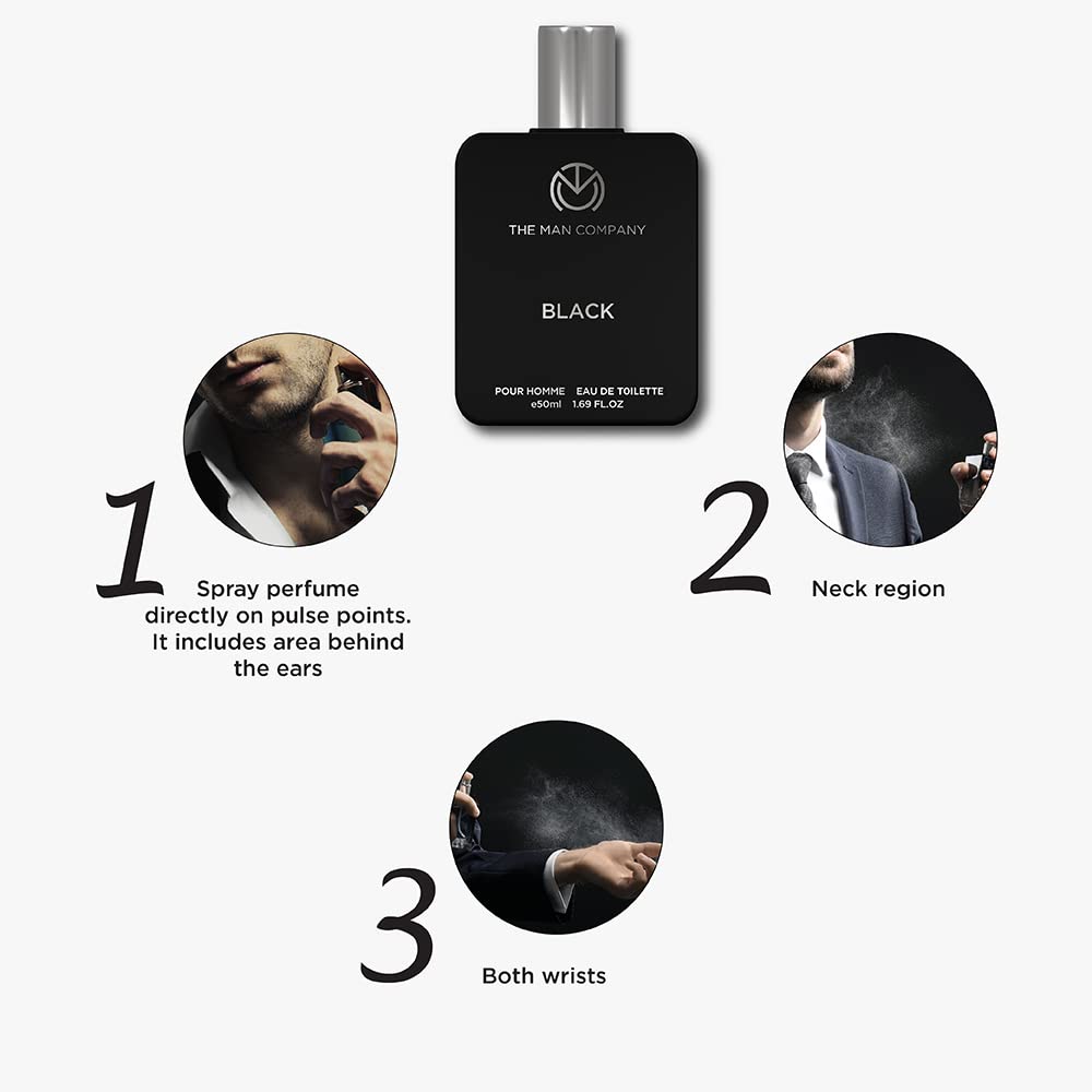 The Man Company Black EDT For Men | Premium Long Lasting Fragrance Spray | Perfume For Men | Gift Set for Husband, Boyfriend - 50ml*2