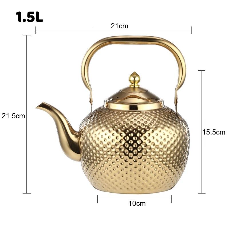Gold Teapots Stainless Steel Teapot Drinkware Hammered Spherical Kettle Induction Cooker Stove Tea Kettles Tea Accessories