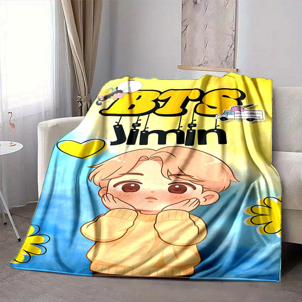 1pc , K Pop Flannel Blanket [Cozy Throw Blanket] For Sofa, Bed, Travel, Camping, Livingroom, Office, Couch, Chair, And Bed