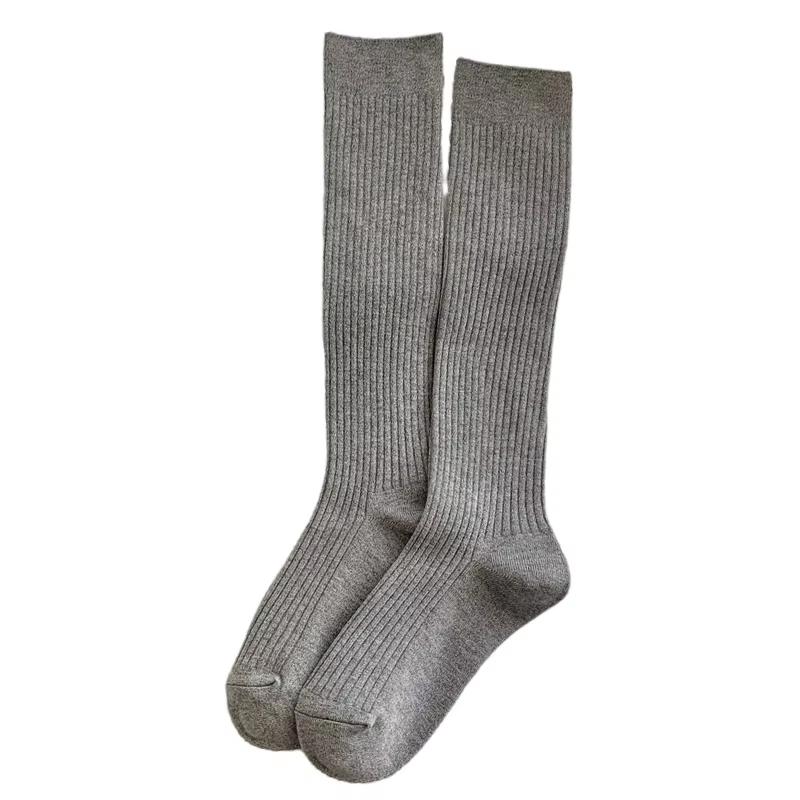 Retro Damenstrümpfe Neue Mode Herbst Lässig Einfarbig Japanischer Stil Warme Socken für Frau Weiche Winter Kniestrümpfe Lang