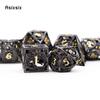 7-teiliges schwarzes goldenes Drachen-Metallwürfel-Set aus hohlen polyedrischen Metallwürfeln, geeignet für Rollenspiele, RPG-Brettspiele, Kartenspiele