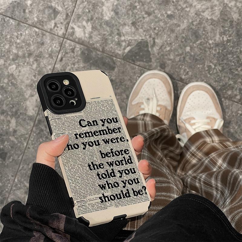Fashion Black Letter Silicone Case For IPhone 11 12 15 13 14 Pro X XR XS Max 7 8 Plus SE Camera Protection Paper Pattern Cover
