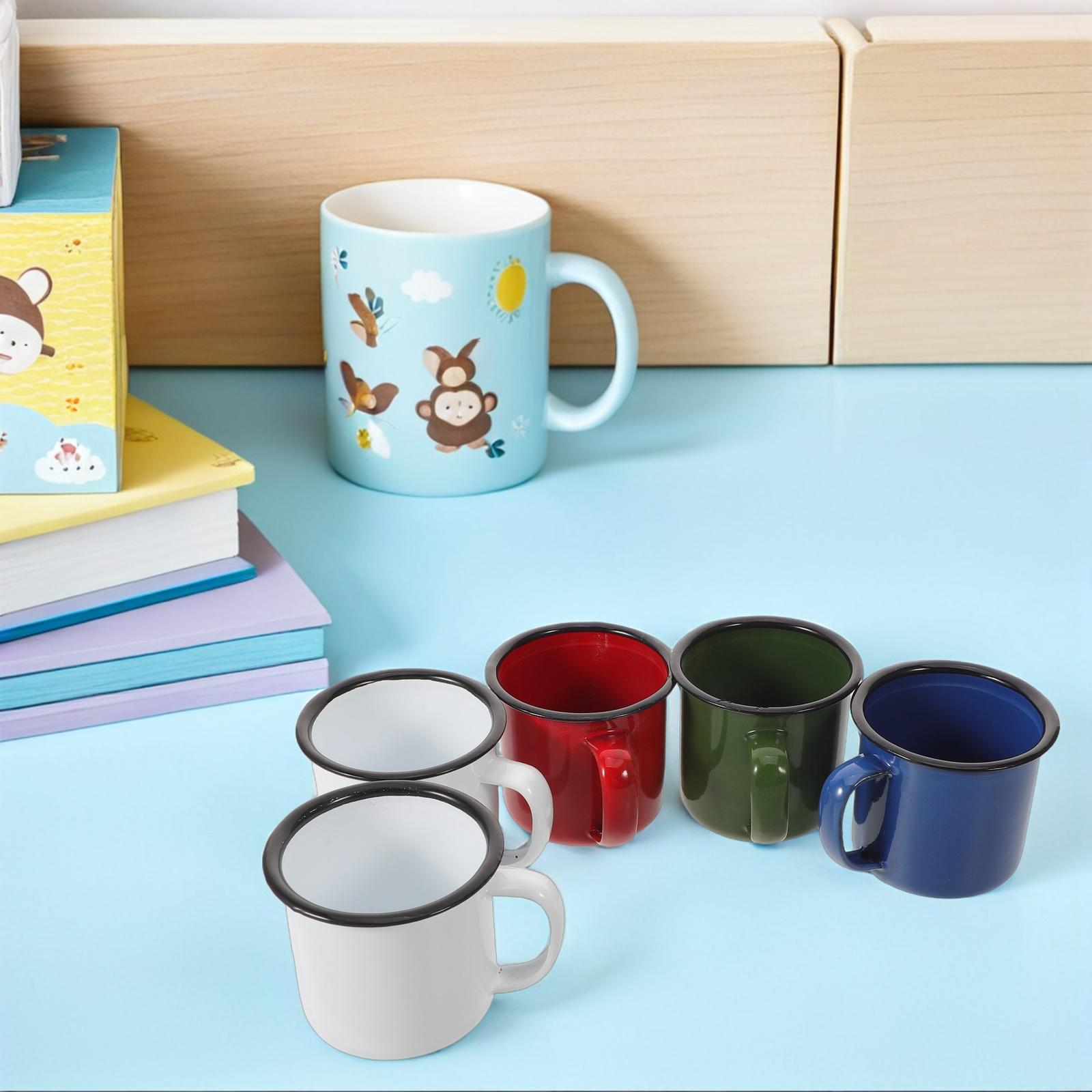 5Pcs Retro Enamel Coffee Mugs Thickened Metal Camp Cups Home Office Party Enamelware Cups Outdoor Beverage Tea Mugs other