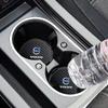 2Pcs Carbon Fiber Leather Coaster Car Water Cup Anti-slip Pad Mat Auto Interior For Volvo V50 XC90 V40 XC40 XC60 V60 AWD S80 C30