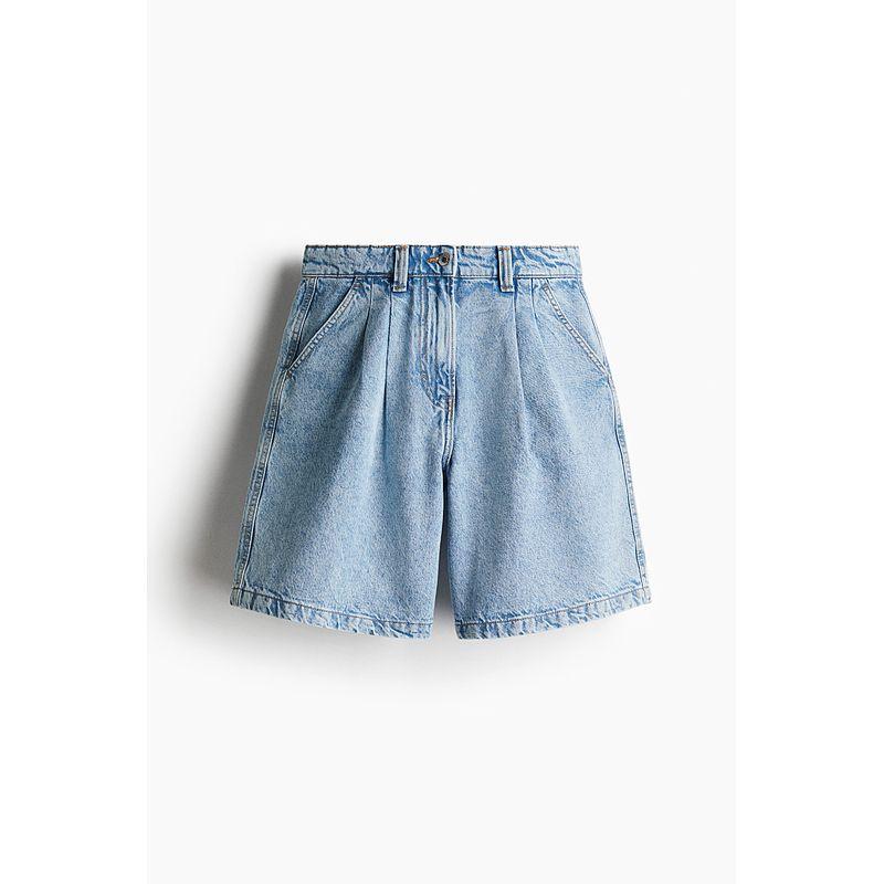 

HM Women s Jeans 2025 Summer New Arrival Fashion Pleated American Style Fifth Jeans Shorts 1259779