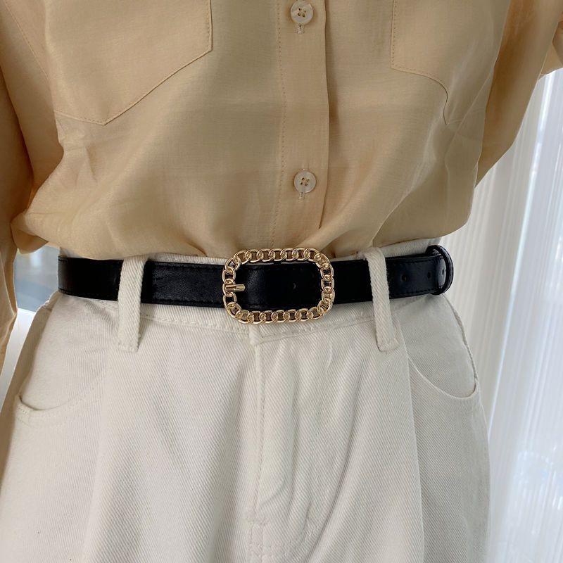 Soft Minimalist Chic Leather Waist Belt For Women In Black And Tan Color Options