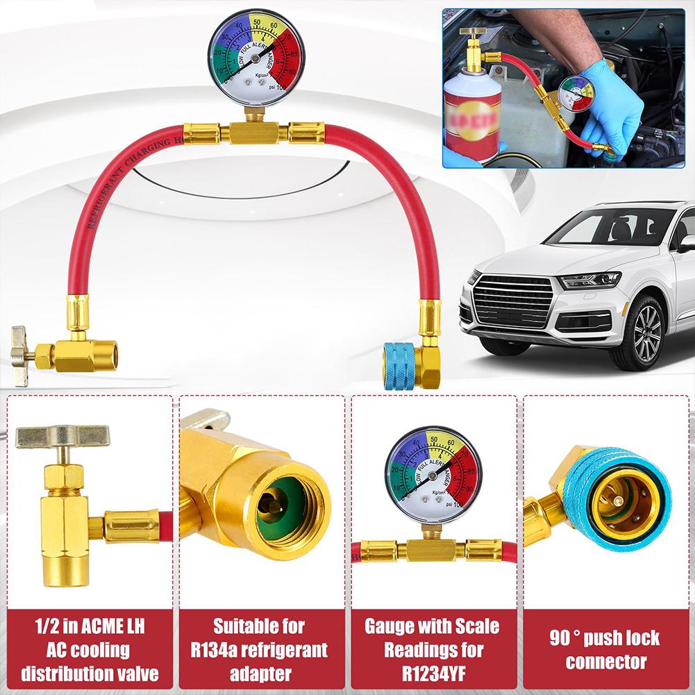 R1234yf U-shaped Car Refrigerant Charging Hose Adapter Connector Repar With Fast Car Gauge Tool Pressure Simple Ac J2a1