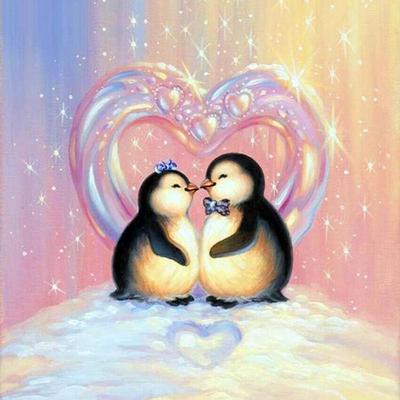 Full 5D Diy Diamond Painting Cartoon Penguin Love Embroidery Cross Stitch Home Decor Handmade Gift