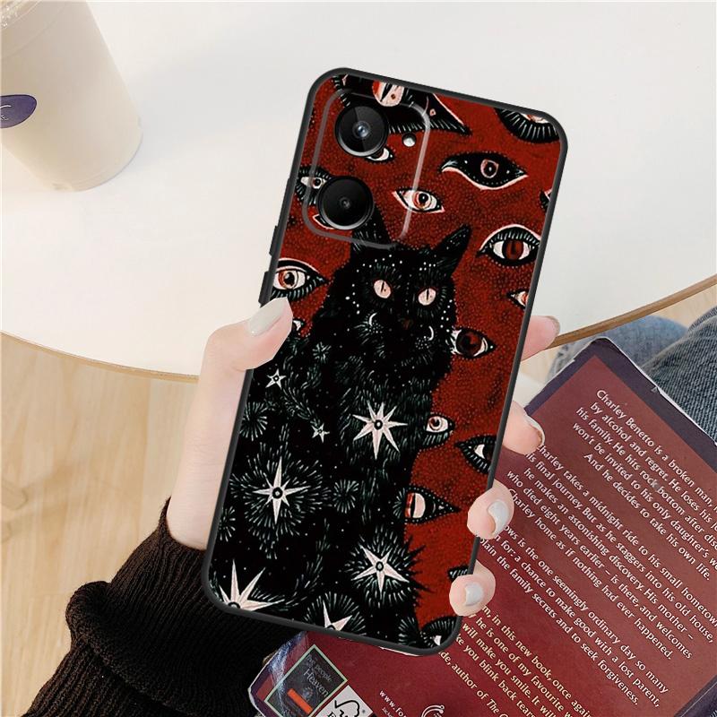 Death Tarot Cat Case For Realme GT 6 6T 5 GT7 Pro 10 11 12 13 14 Pro Plus C53 C51 C21Y C25S C55 C67 C61 C75