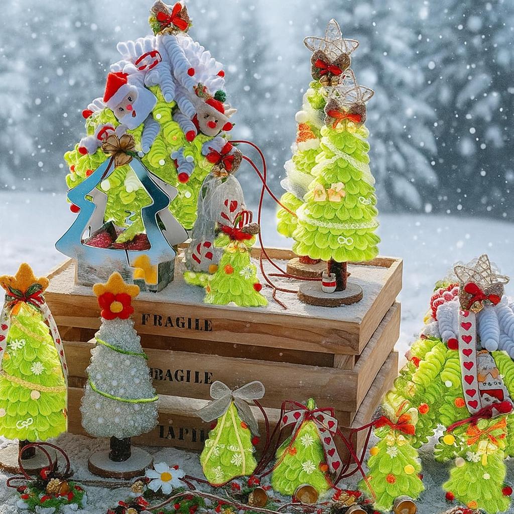 200Pcs Chenille Stems Willow Green Christmas Pipe Cleaners Craft Supplies for DIY Art Projects Christmas Party Decorations