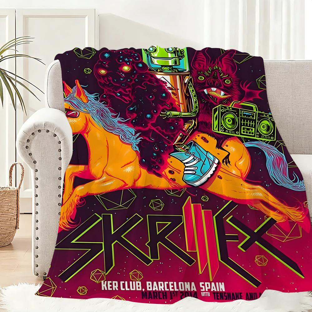 Singer Skrillex Throw Lightweight 240g Flannel Blanket Soft Skin-friendly for Summer Cooling 75x90cm