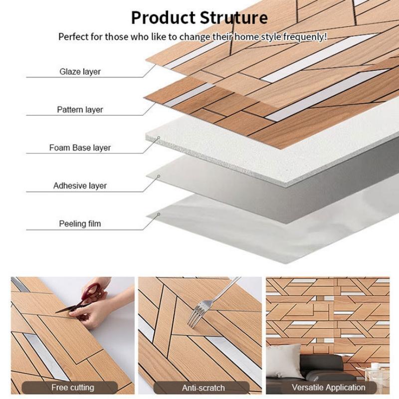 3D selbstklebende Wandpaneele - 60x30cm Geometrische PVC-Tapete, Strukturierte Wandaufkleber für Wohnzimmer Schlafzimmer, Wasserdichte Wanddekoration