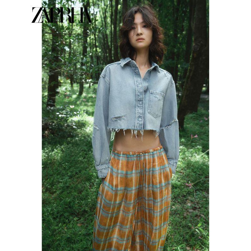Zaprha 2025 Autumn New Fashion Plaid Mid Waist Puffy Casual Bloomers Women Loose Feeling 8369034