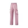 Li Ning Fitness Series Střední pas Rovné nohavice Stahovací šňůrka Volné Tkané Velká kapsa Sportovní Kapsáče Dámské kalhoty Prachově růžové AYKU744-5