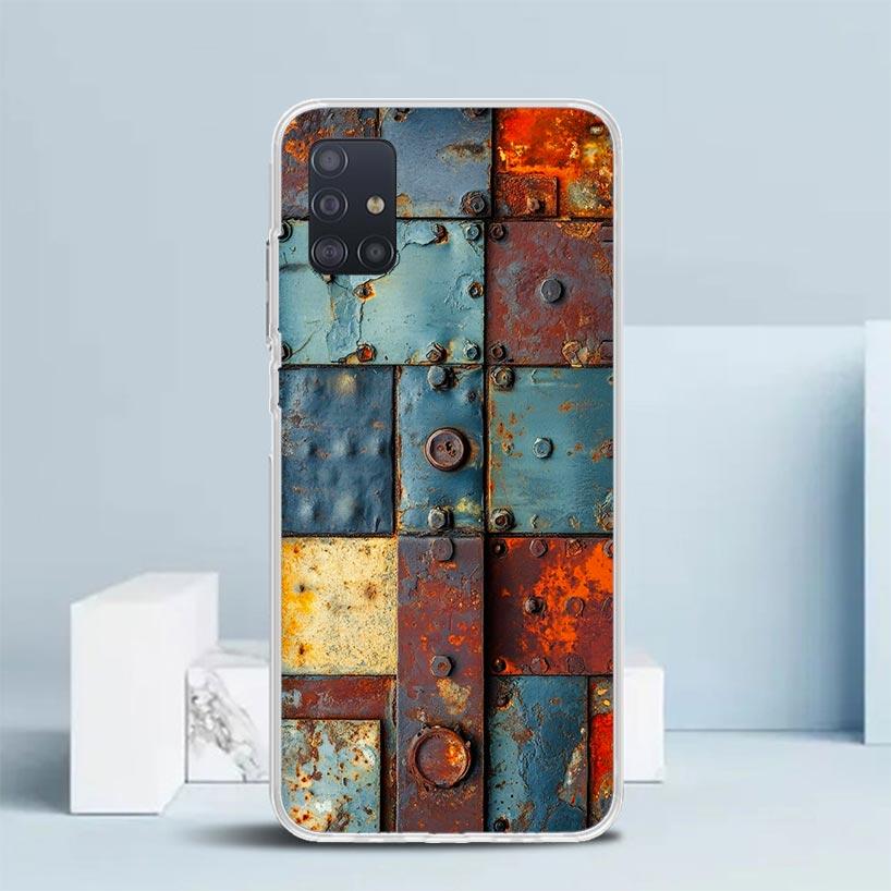 Vintage Industrial Style Rusty Pattern Soft Cover for Samsung Galaxy A12 A22 A32 A52 A72 A02S Phone Case Note 20 Ultra 10 S10 Pl