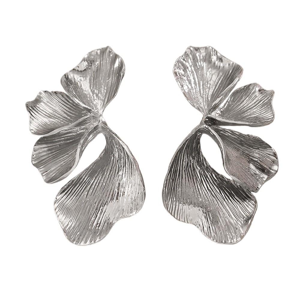 Gold Color Plated Ginkgo Leaves Earring Exaggerated Petal Pendant Earrings  Party Ear Accessories