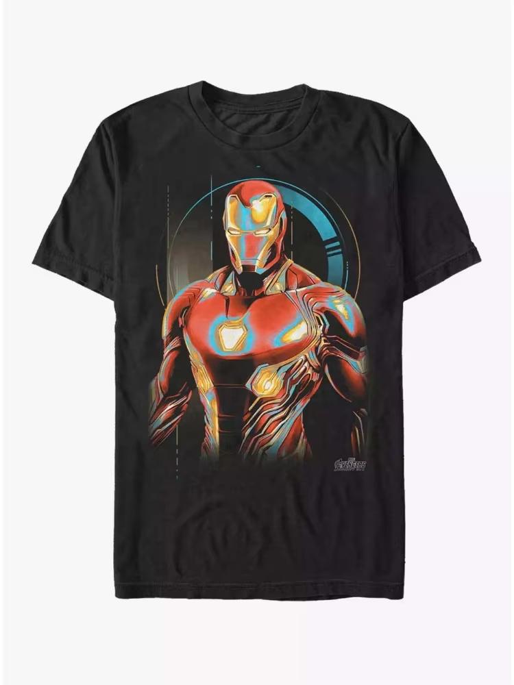 

Marvel 2026 New Marvel Avengers Iron Unisex Future Nano Armor Pattern Unisexs and Womens ShortSleeved Casual TShirt S