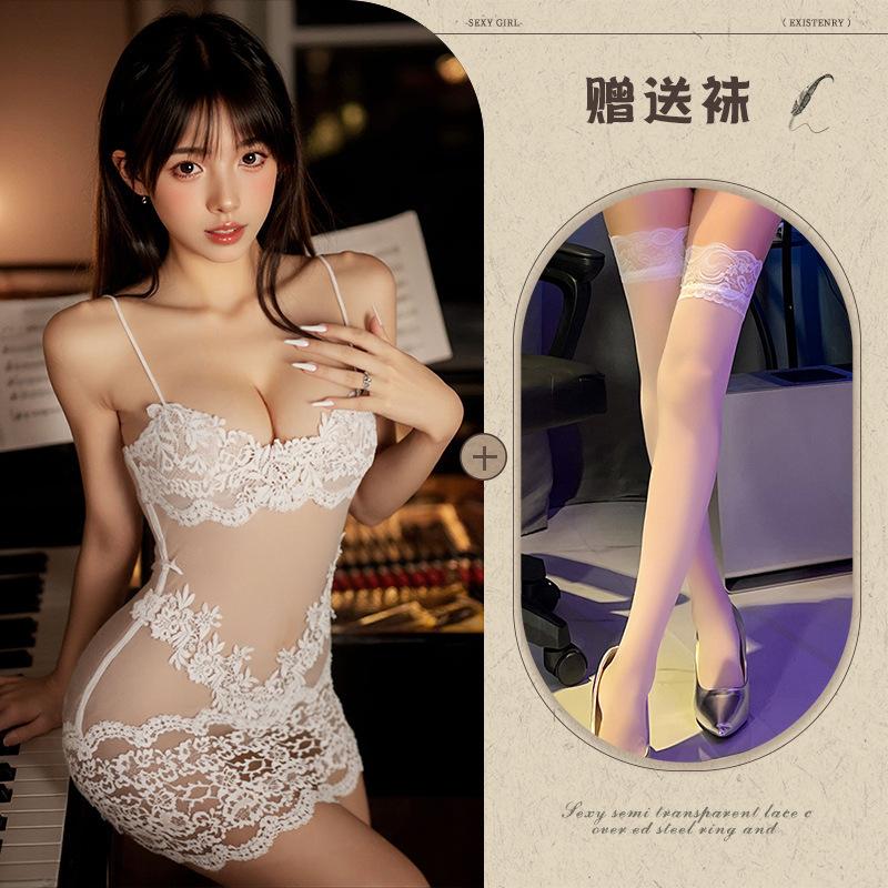 Sex underwear transparent lace sexy nightdress mesh suspender summer pure desire wind embroidery