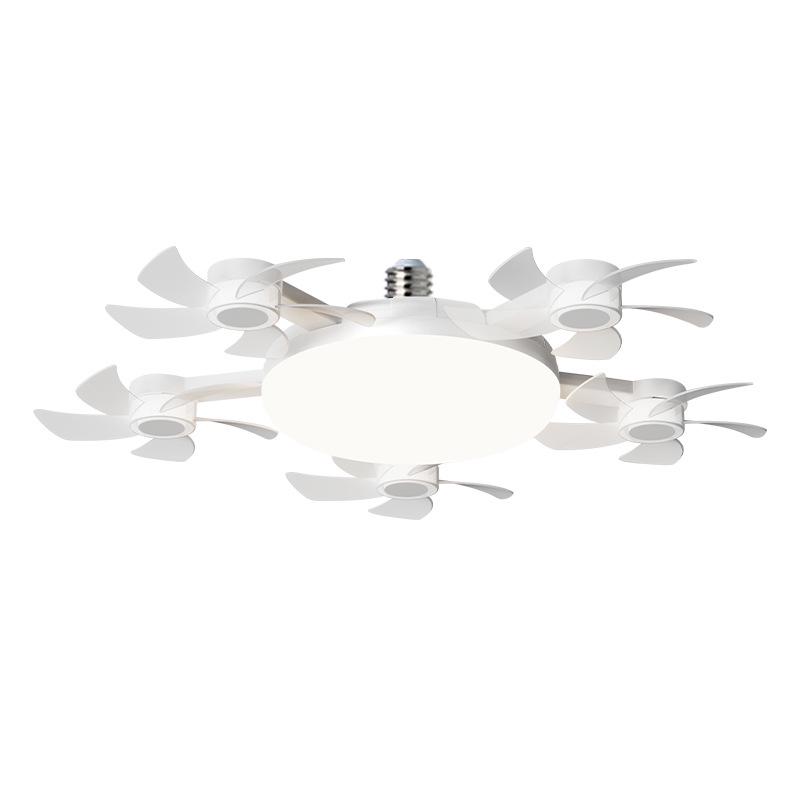 LED Fan Light E27 Base: Silent, Multi-Functional 5-Head Drone Model for Living Room & Bedroom