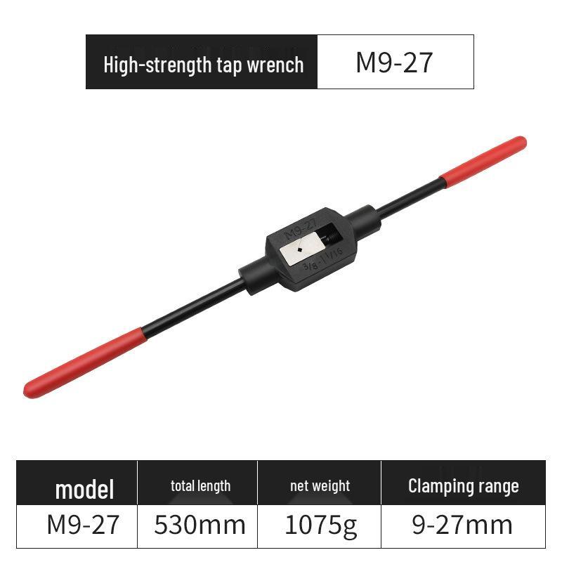Adjustable Ratchet Tap Wrench with Extension Rod, All-Steel Manual Tapping Tool