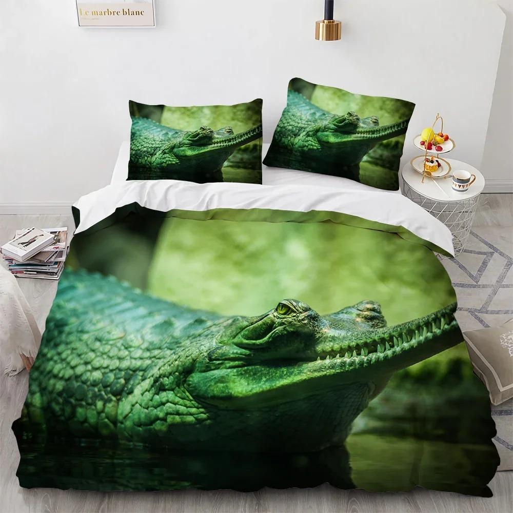

Пододеяльник из крокодиловой кожи с принтом дикого аллигатора, комплект постельного белья для мальчиков и девочек-подростков, ультрамягкий покрывало с изображением диких животных, декор для кровати EU Single 135x200cm
