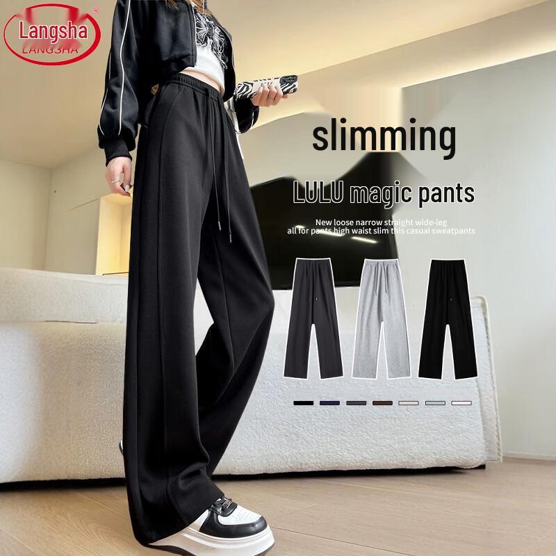 

Langshen Women s 2025 High-Waist Casual Banana Wide-Leg Sweatpants 2XL