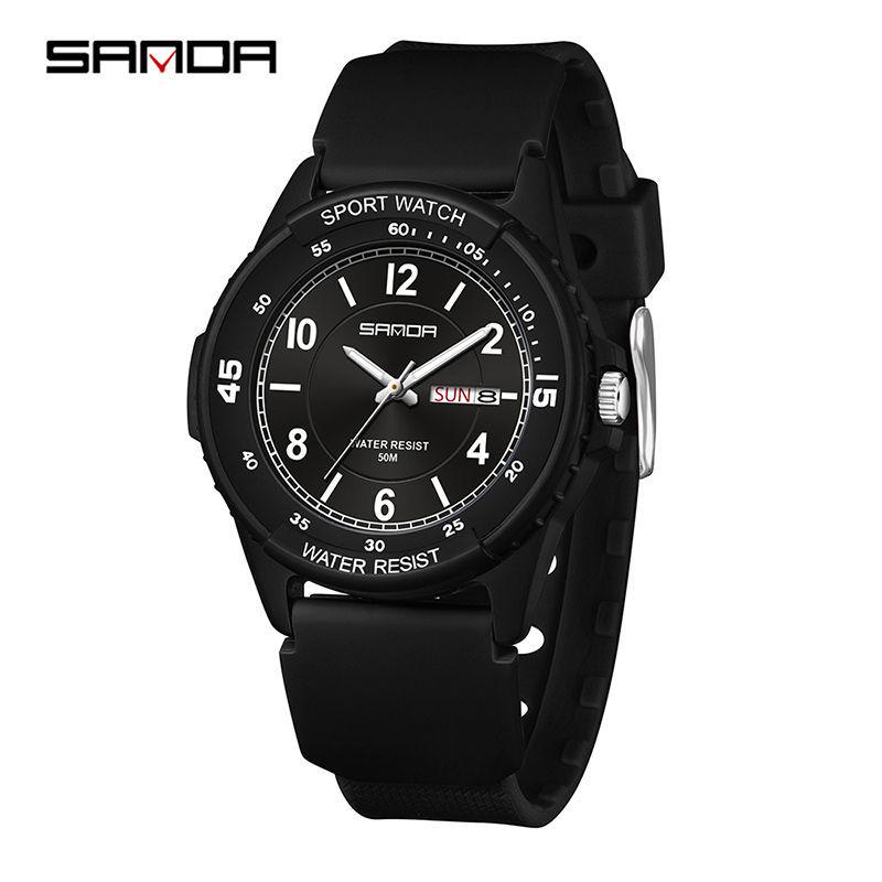 Sanda Fashion Youth Quartz Wristwatch: Casual Digital, Dual Calendar, Luminous, Waterproof, Unisex.
