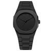 Herren Einfache Schwarze Quarzuhr mit Faltschließe und Öl-Tropf-Armband