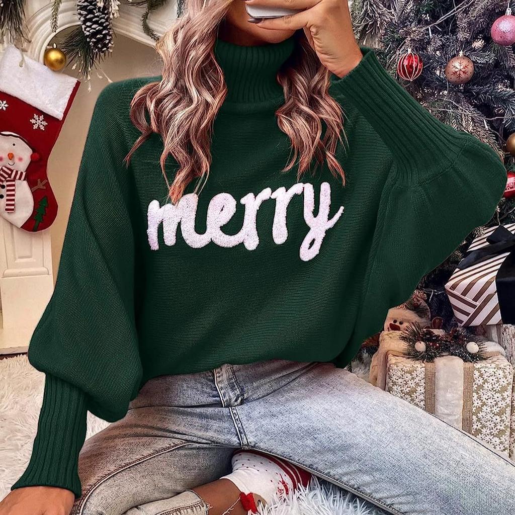 Knitted Women Turtleneck Sweater Loose Pullover Female Jumper Elegant Winter Warm Spring New Year Trendy Christmas Sweater