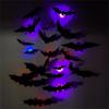 24PCS Eerie Bat/Spiders Shape Wall Sticker With LED Light Effect Mysterious Halloween Atmospheres Accessories