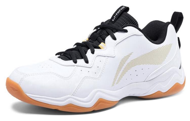 Li Ning CS6 Synthetic Leather Slip Resistant Abrasion Resistant Breathable Low Top Badminton Shoes Unisex White AYTS055-1