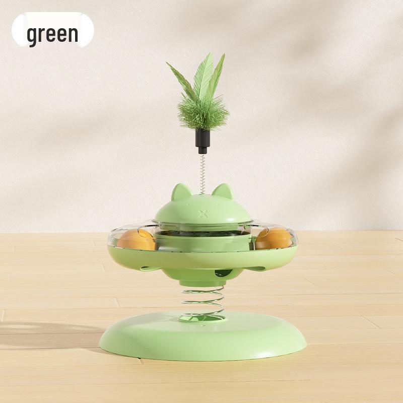 

Cat Self-Entertainment Teaser Stick & Treat Dispensing Turntable Toy