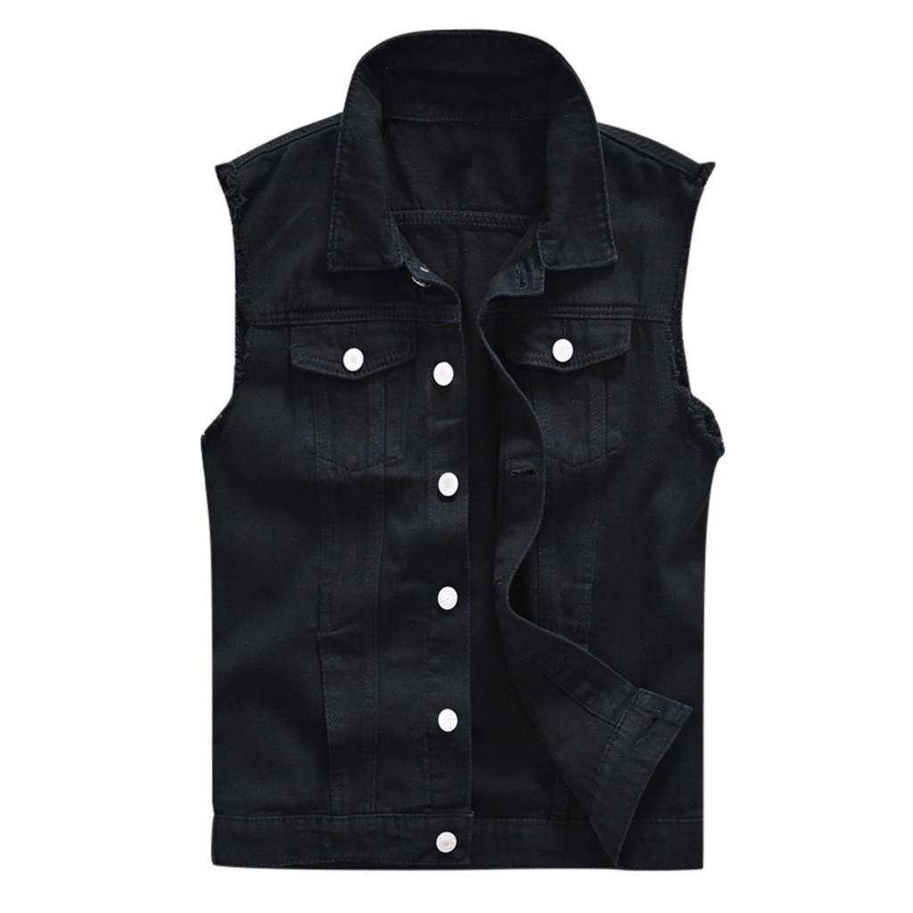 Herre Ny Mode Denim Vest Afslappet Cowboy Jakke På Skulderen Bluse