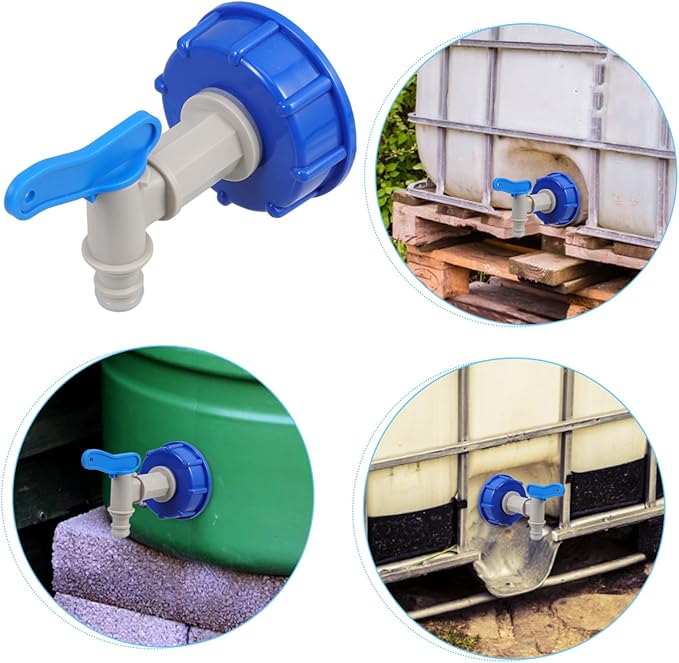IBC Tote S60*6 Small Nozzle Connector Rain Barrel Connector Faucet Spout Garden Accessory Blue