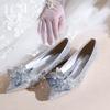 Fashion 2025 New Spring And Autumn Bridal Wedding Shoes Rhine-shaped High Heels Female Stiletto Crystal Pumps