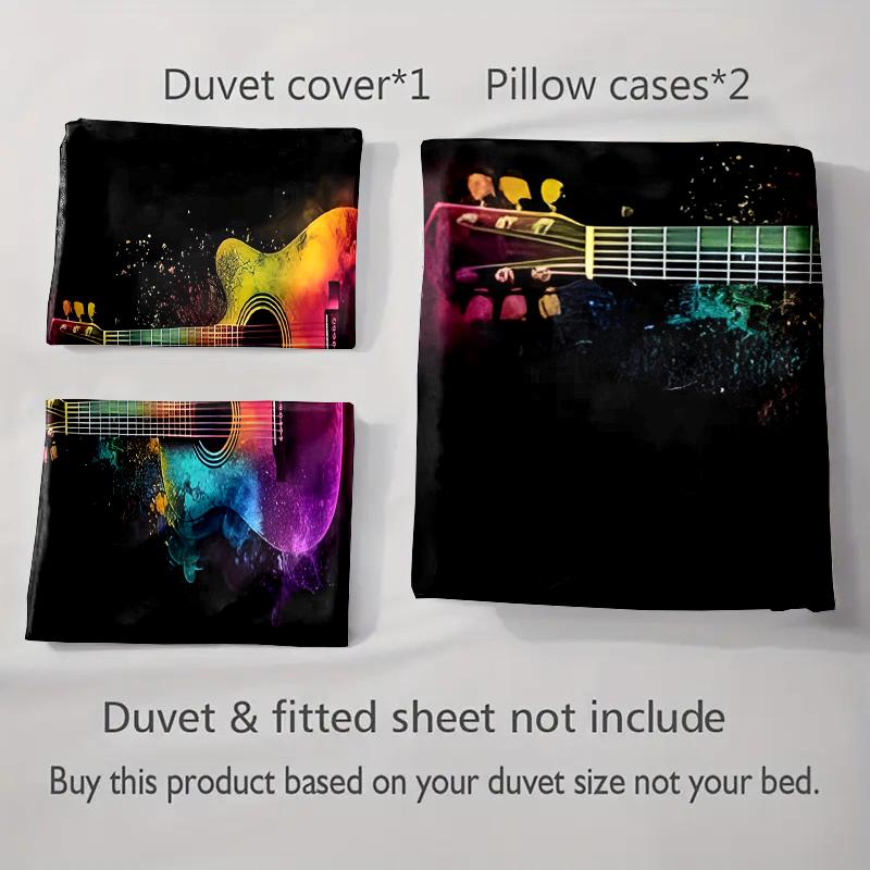 Vibrant guitar design. Bedding Duvet cover sets Duvet covers Pillowcases gifts (1 * Duvet Cover 2 * Pillowcases, without duvet insert)