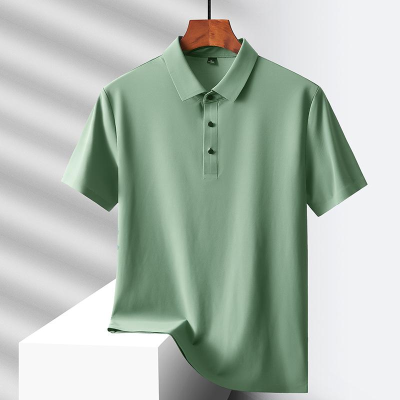 Dad's Summer Clothing Middle-aged Men's Short Sleeved T-shirt Summer Ice Silk Quick Drying Polo Shirt