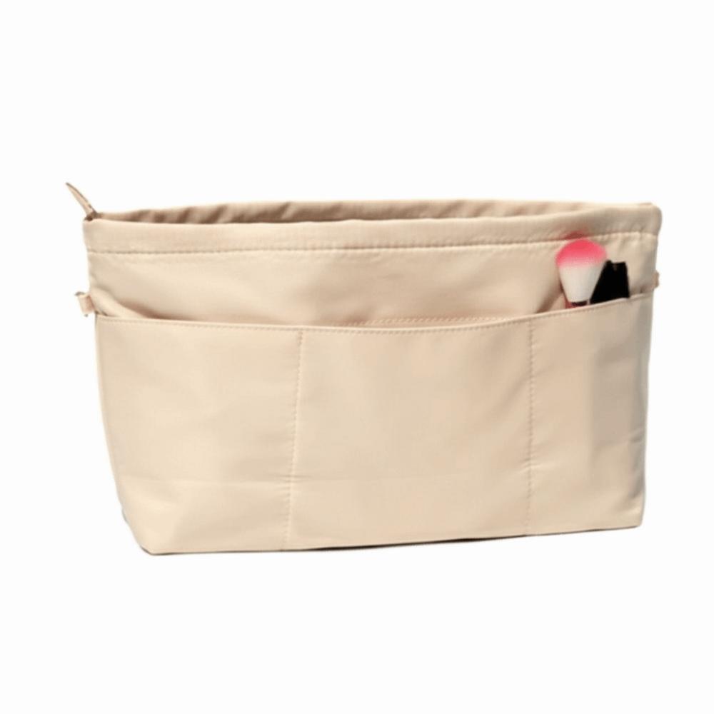 

Multi-Pocket Nylon Toiletry Bag with Zipper Storage Bag Durable Insert Cosmetic Bag Outing M бежевий