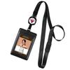 Dual-Use Genuine Leather ID Card Holder with Retractable Lanyard: Horizontal & Vertical Slots for Employee Badge or Exhibition Tag