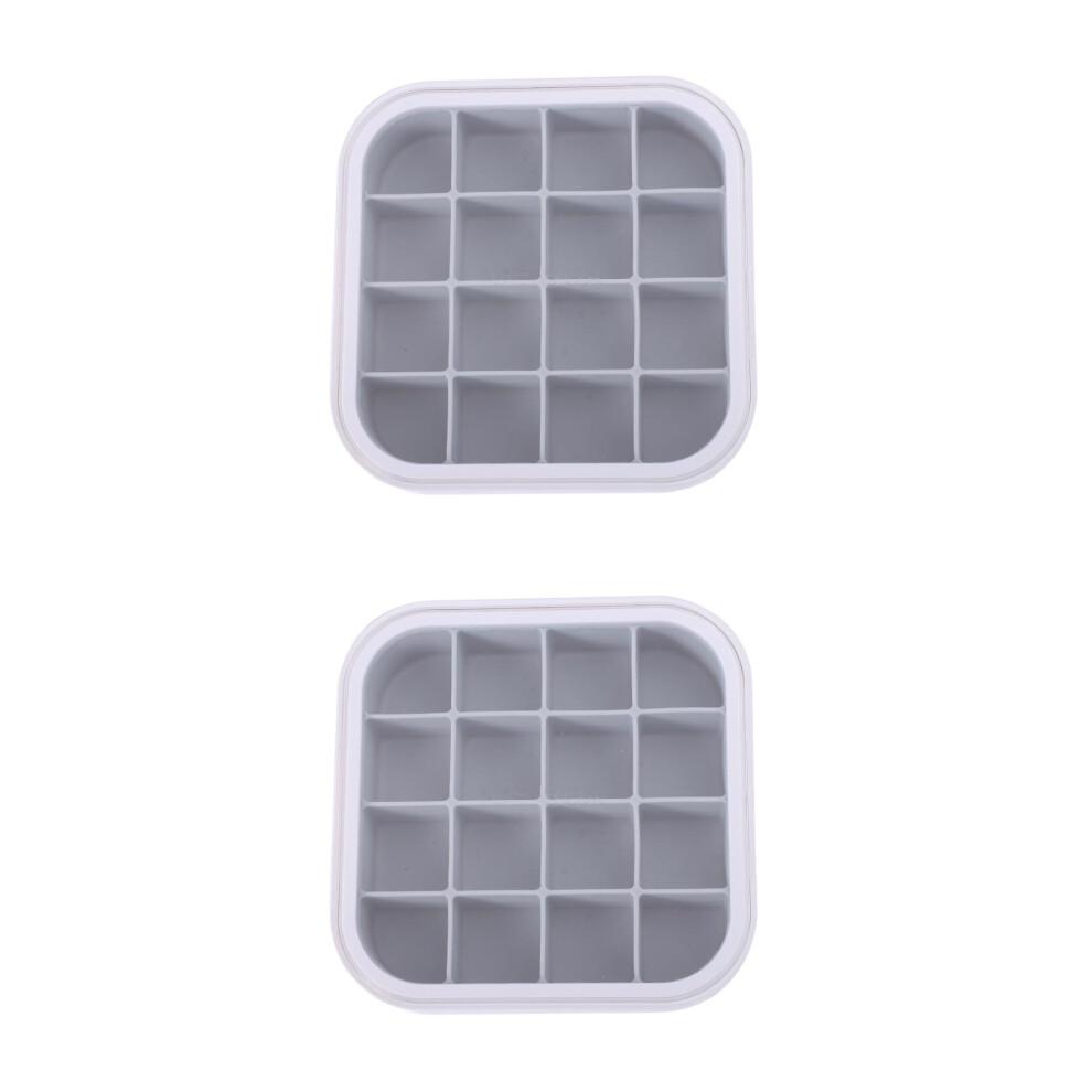 2Pcs 16 Grid Silicone Ice Cube Mold With Lid