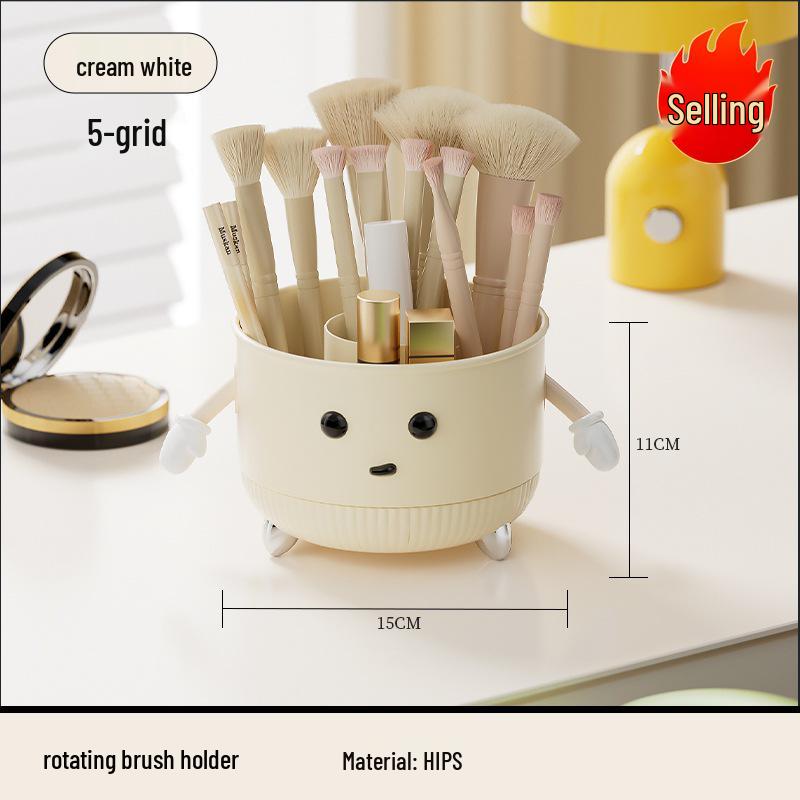Rotating Makeup Brush & Cosmetics Organizer for Desktop or Vanity
