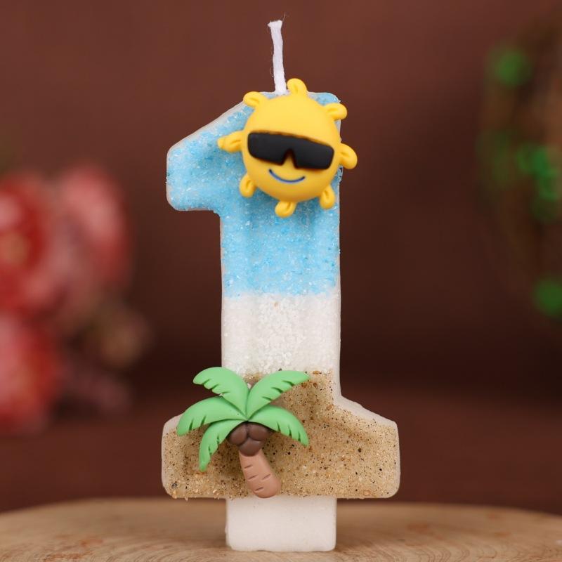 Ocean Beach Number Birthday Candle Cake Party Decoration Birthday 1st Birthday Handmade Candle 0-9