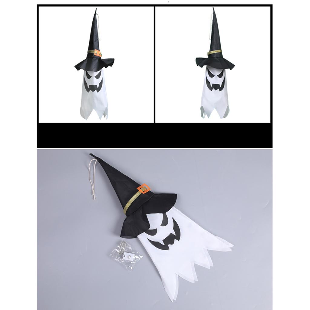 1PC Halloween Witch Hat Hanging Light Ghost Wizard Hat Shaped LED Ghost Lamp Battery Powered Hanging Flashing Witch
