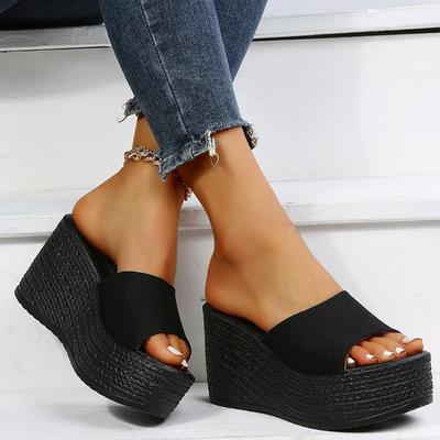 Women Platform Beach Slippers High Heels Wedges Sandals Summer Shoes  New Women Shoes Thick Slides Sexy Pumps Fad Flip Flops