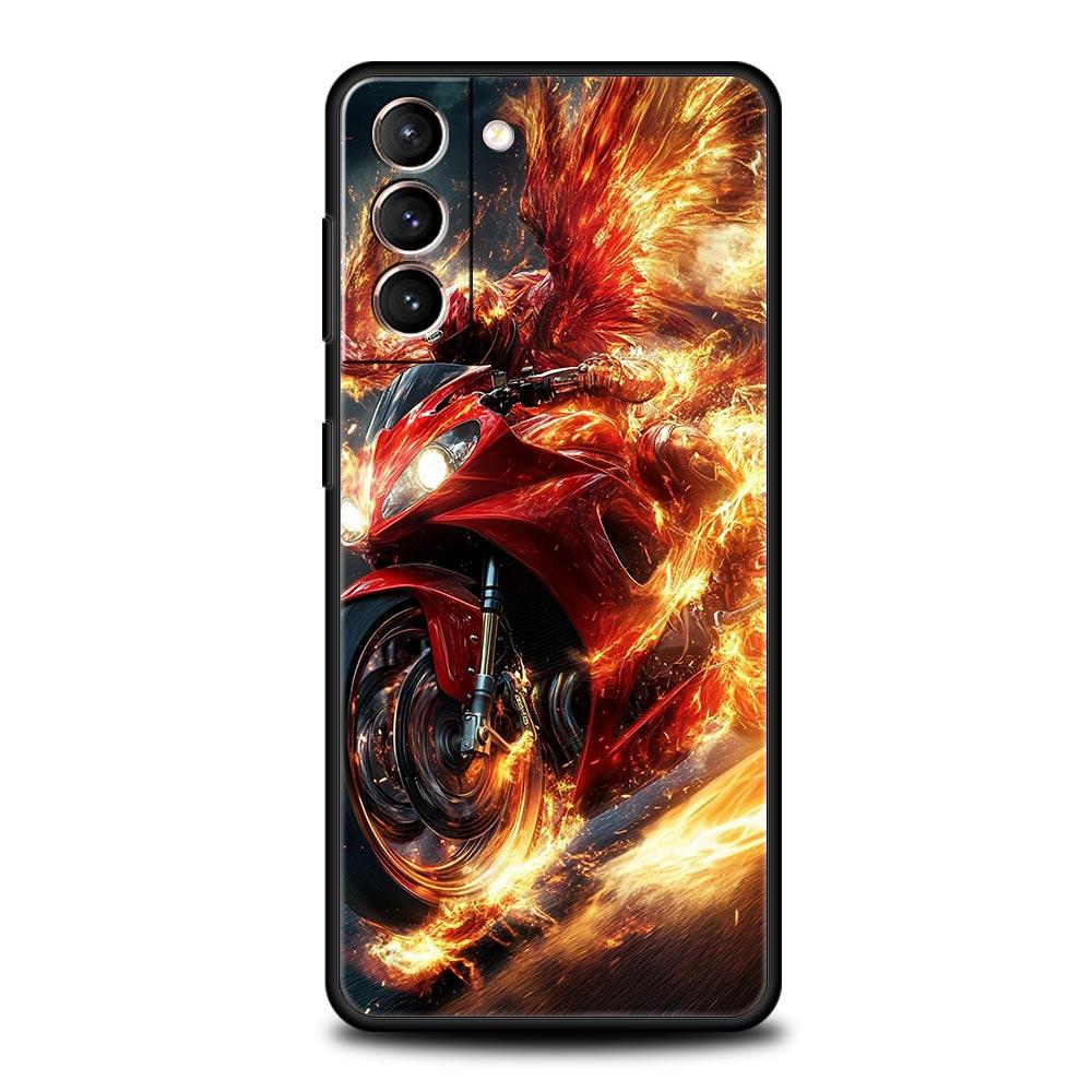 Motorcycle Phone Case Cover for Samsung Galaxy S26 S25 S24 S23 S22 S20 S21 FE Ultra S25 Edge Plus 5G Soft TPU Shell Fundas Capas
