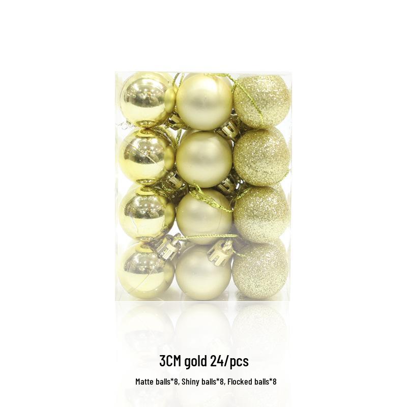 Electroplated Gold & Glitter Christmas Ornaments - Shiny Matte Plastic Balls for Trees & Decor