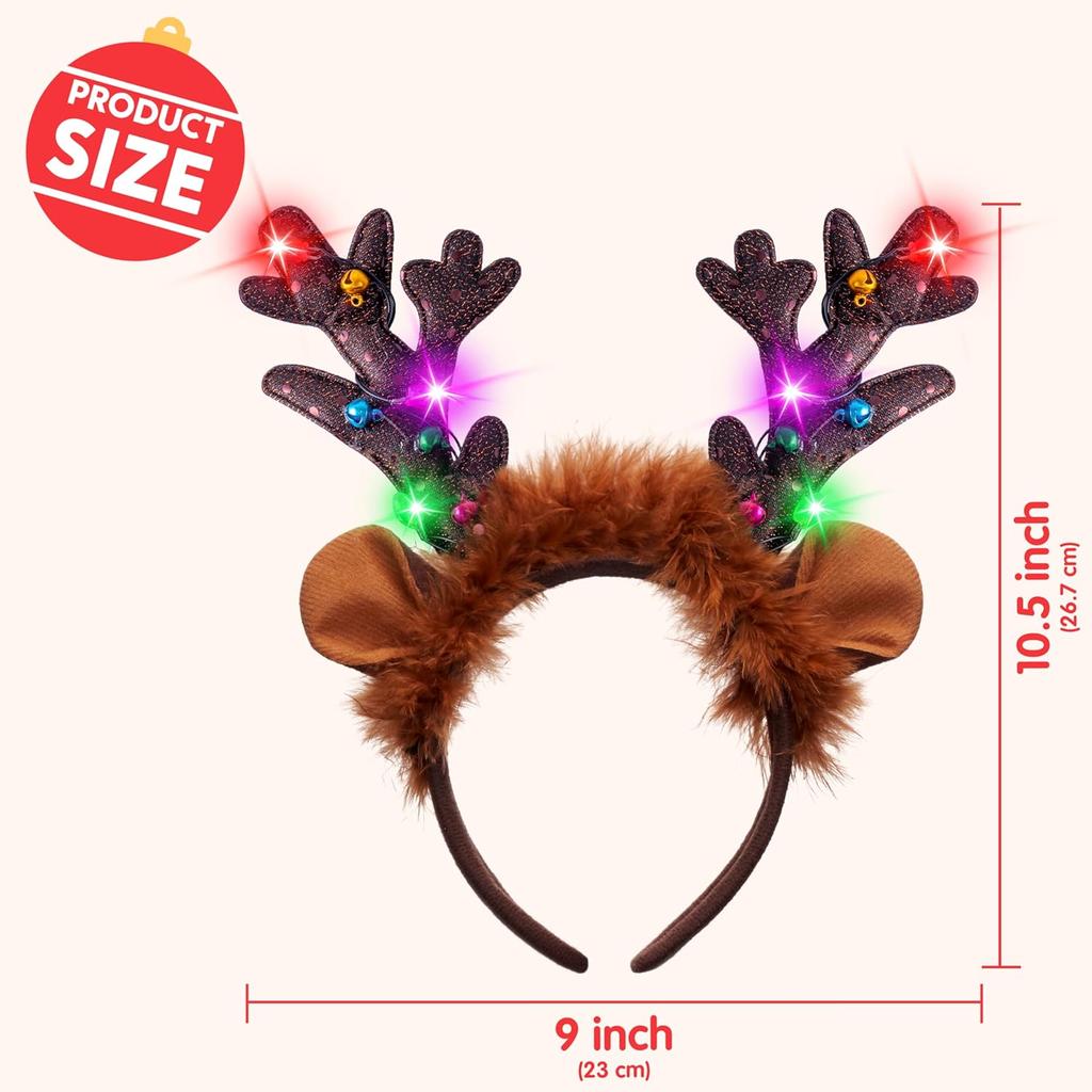 4PCS Christmas Reindeer Headband Light-Up Antlers Hat Party Supplies Holiday Parties Favors JOYFY LED for and Entertaining Play Safe Kid Friendly Fun