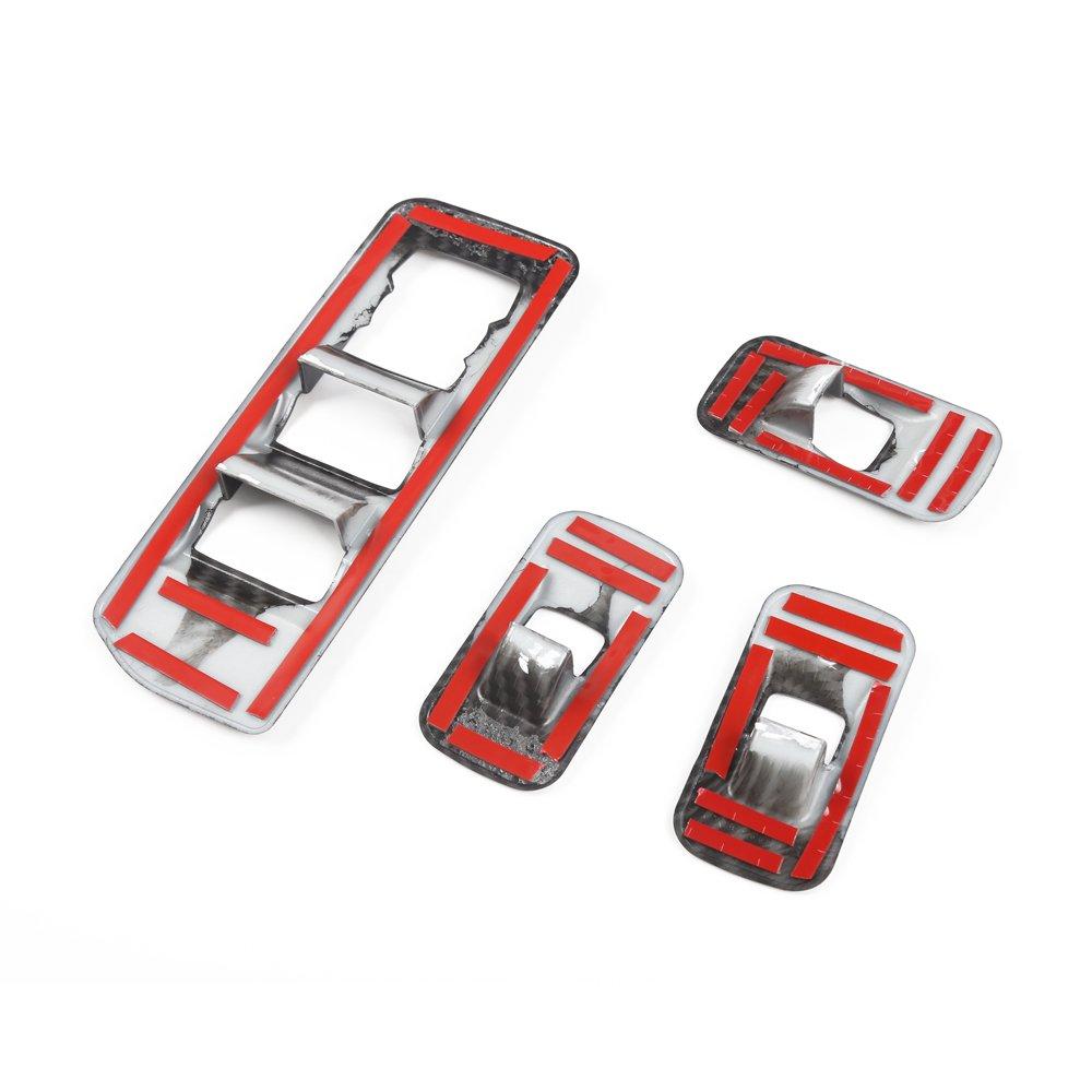 Voodonala Carbon Fiber Grain Window Lift Panel Switch Trims for Ford F150 2015-2020 Interior Decoration Accessories(Painted Carbon Fiber